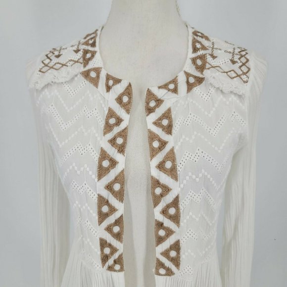 Soft Surroundings White and Brown Cardigan - Picture 3 of 8